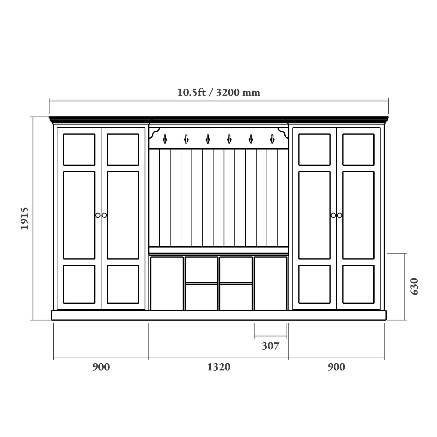 Boot Room Storage Bench with Cupboards - Double - Image 8