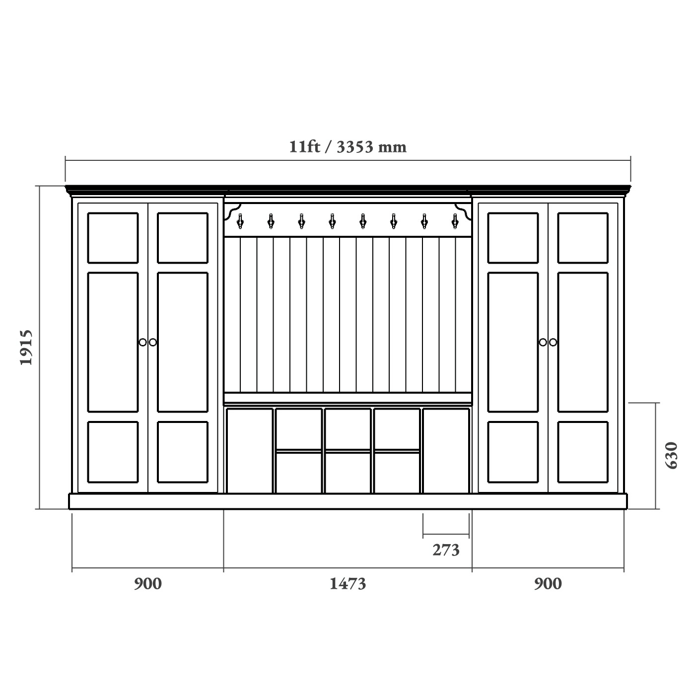 Boot Room Storage Bench with Cupboards - Double - Image 10