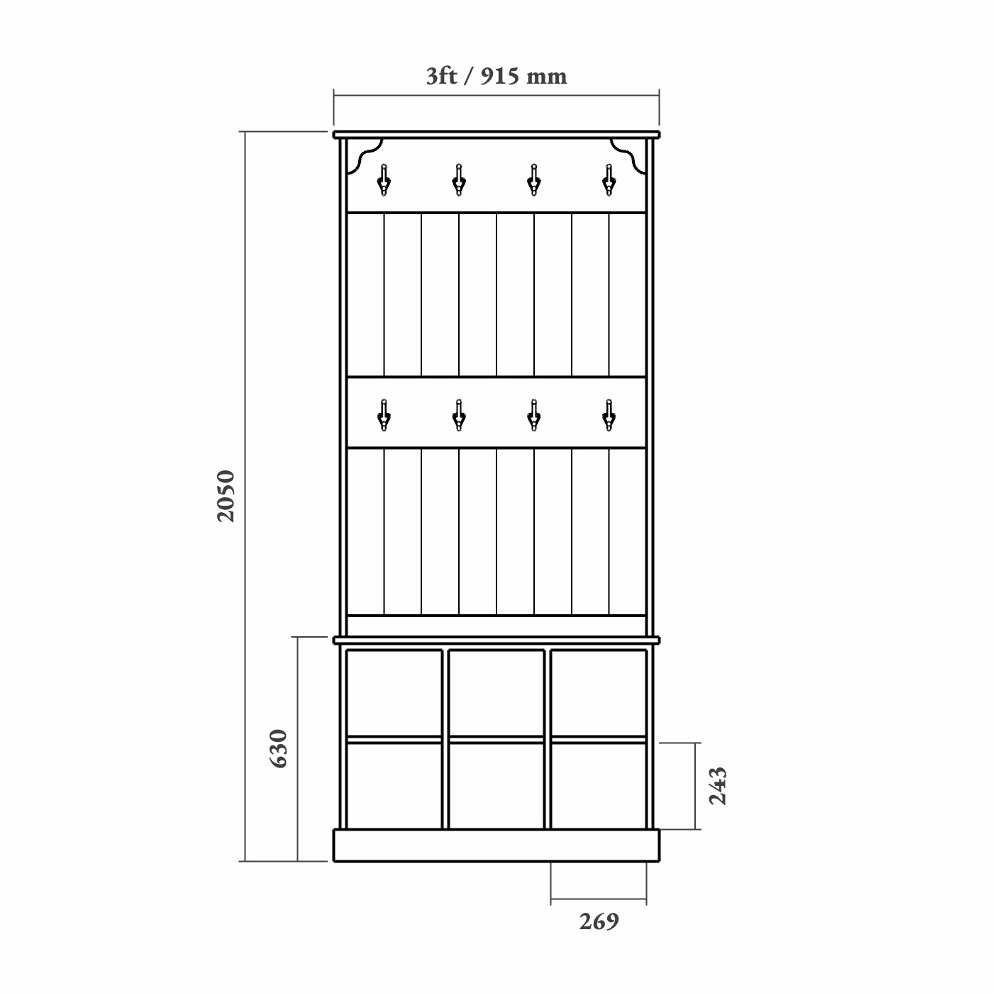 Boot Room Storage Bench - Extra Rail - Image 2