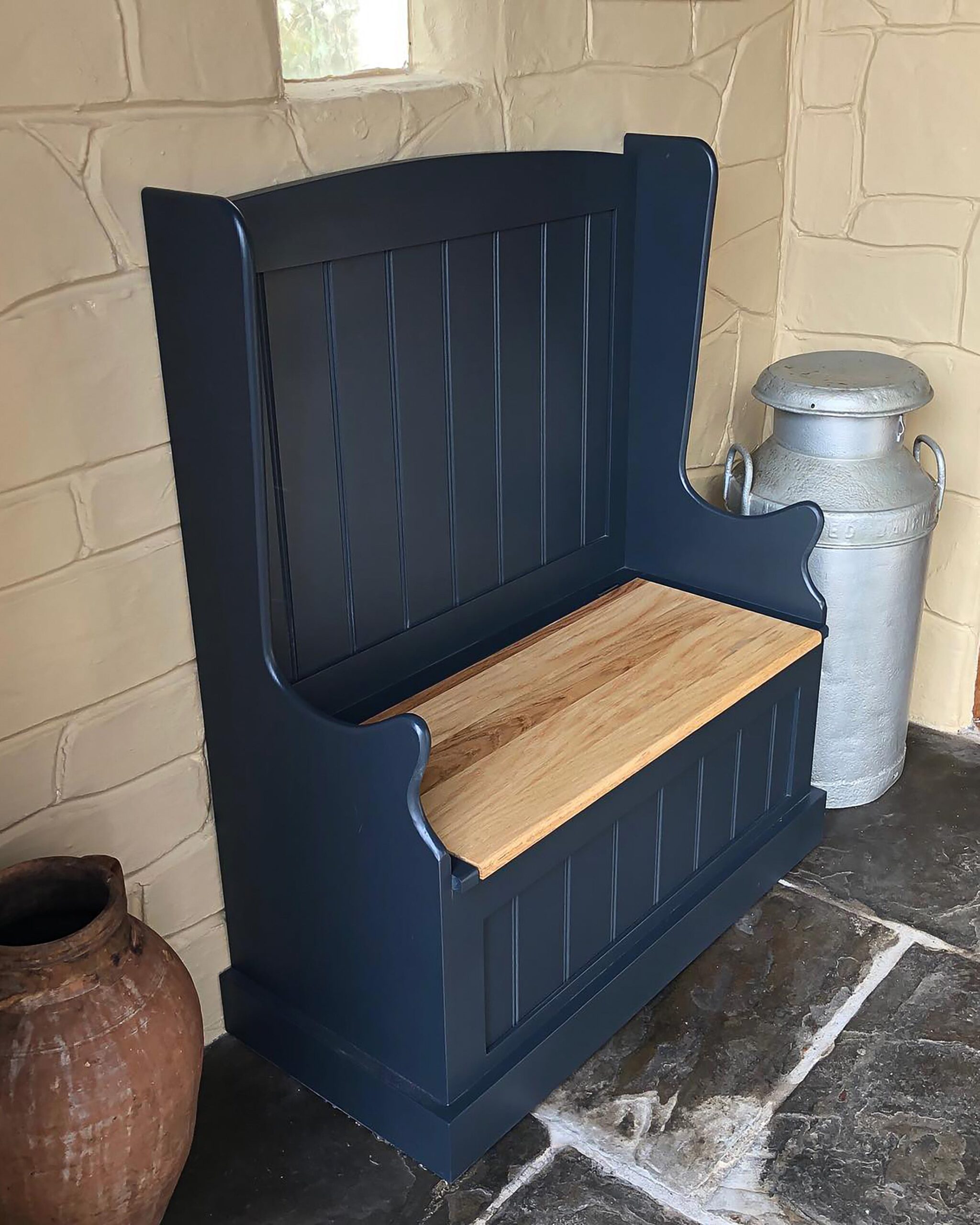 Hallway Monks Bench with Oak Storage Seat - Image 4