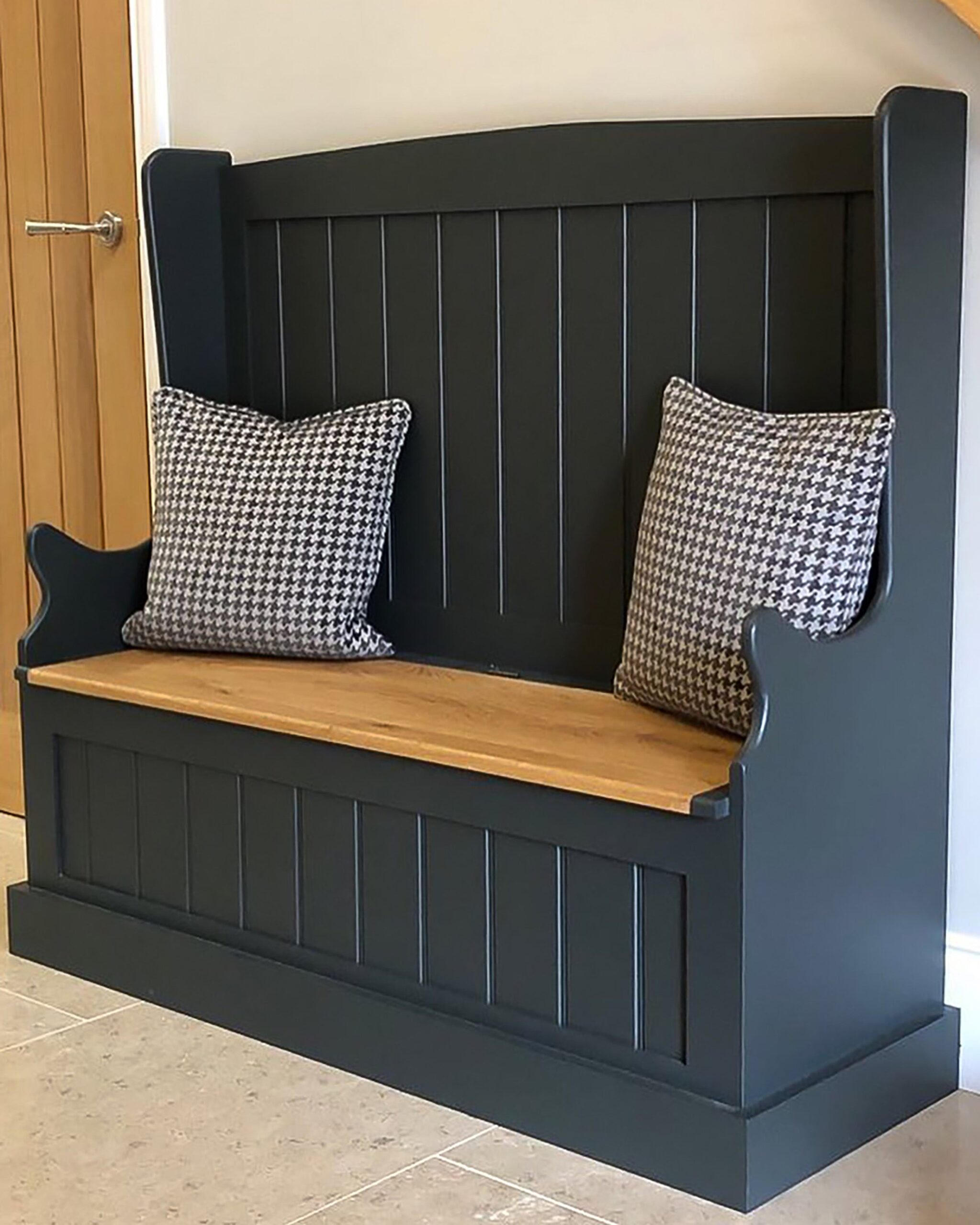 Hallway Monks Bench with Oak Storage Seat Willis & Stone Willis & Stone