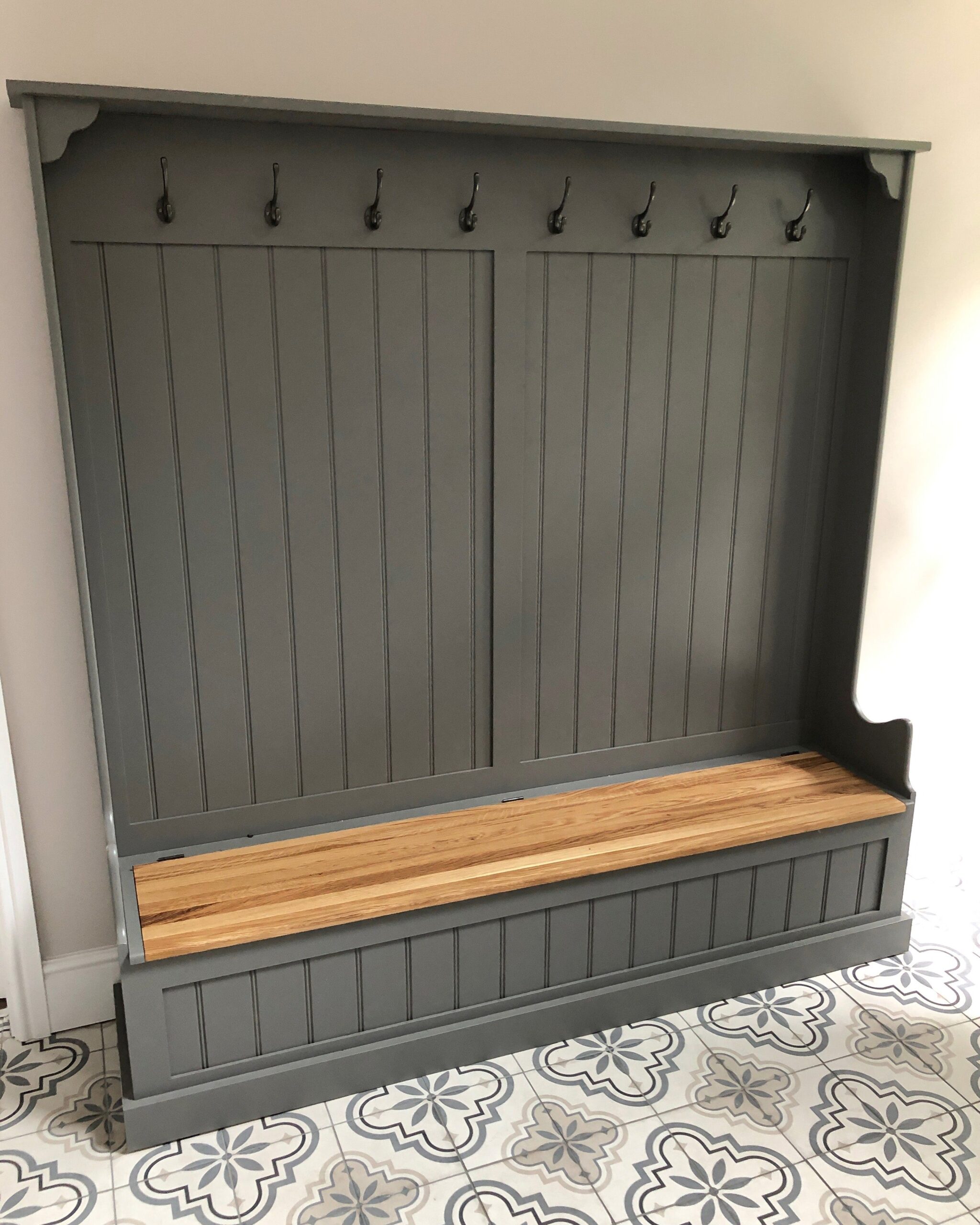 Tall Monks Bench with Oak Storage Seat - Image 11