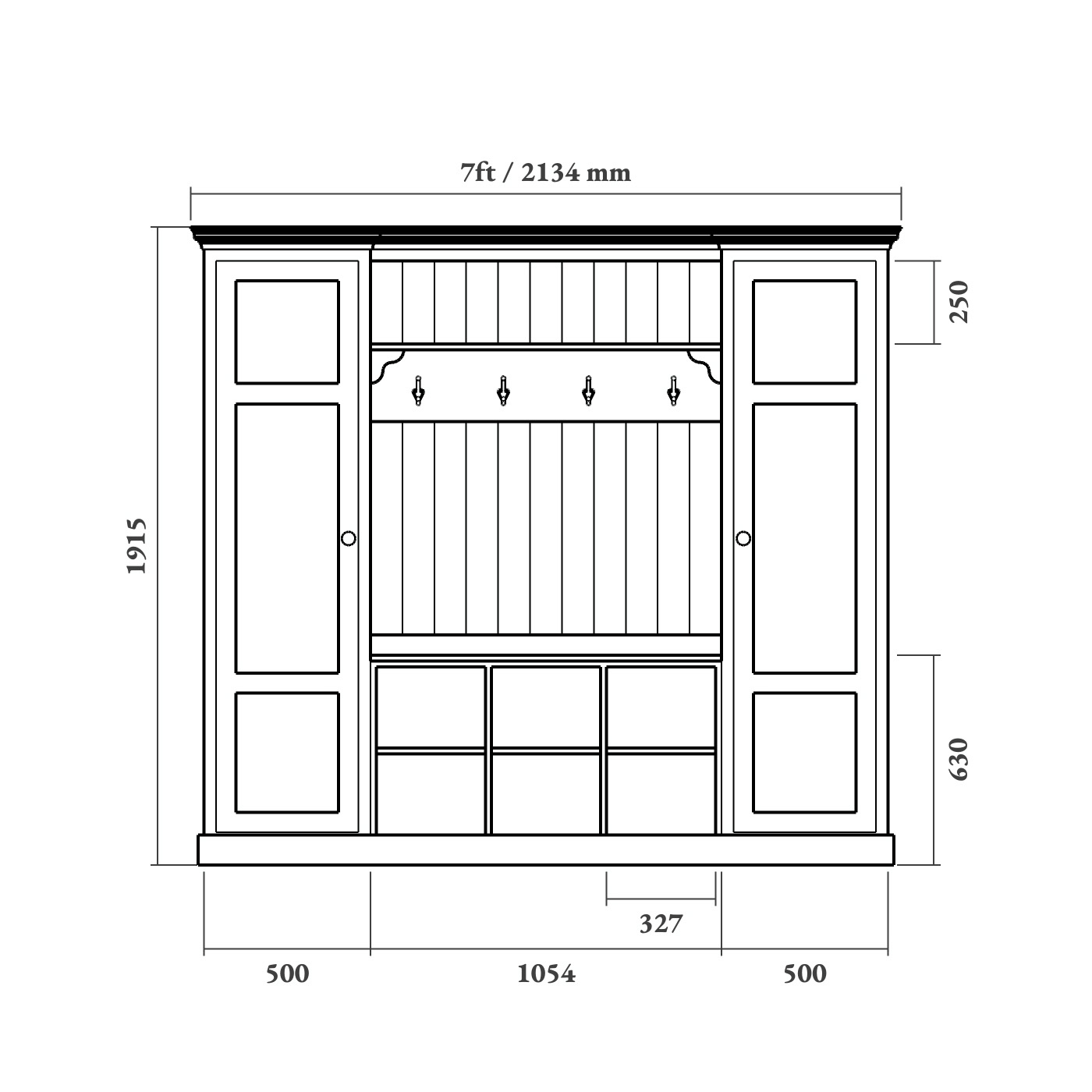 Boot Room Storage Bench with Cupboards - Single - Image 5