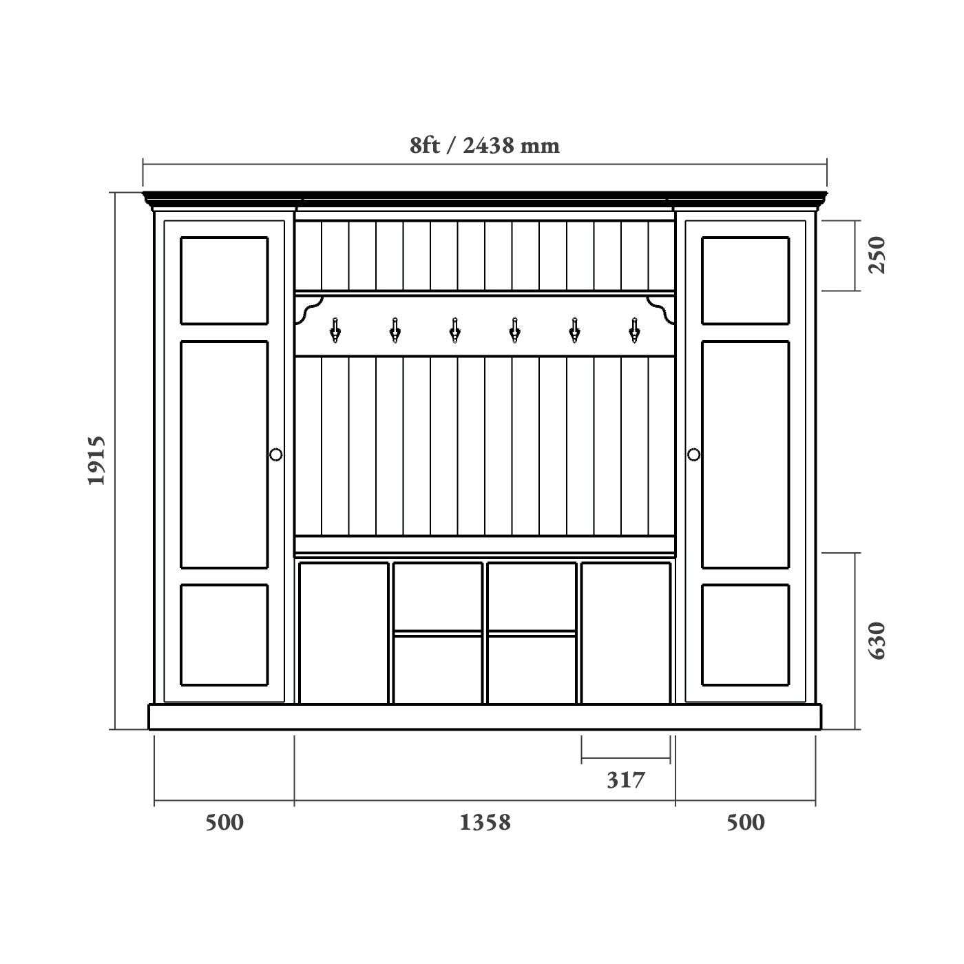 Boot Room Storage Bench with Cupboards - Single - Image 6