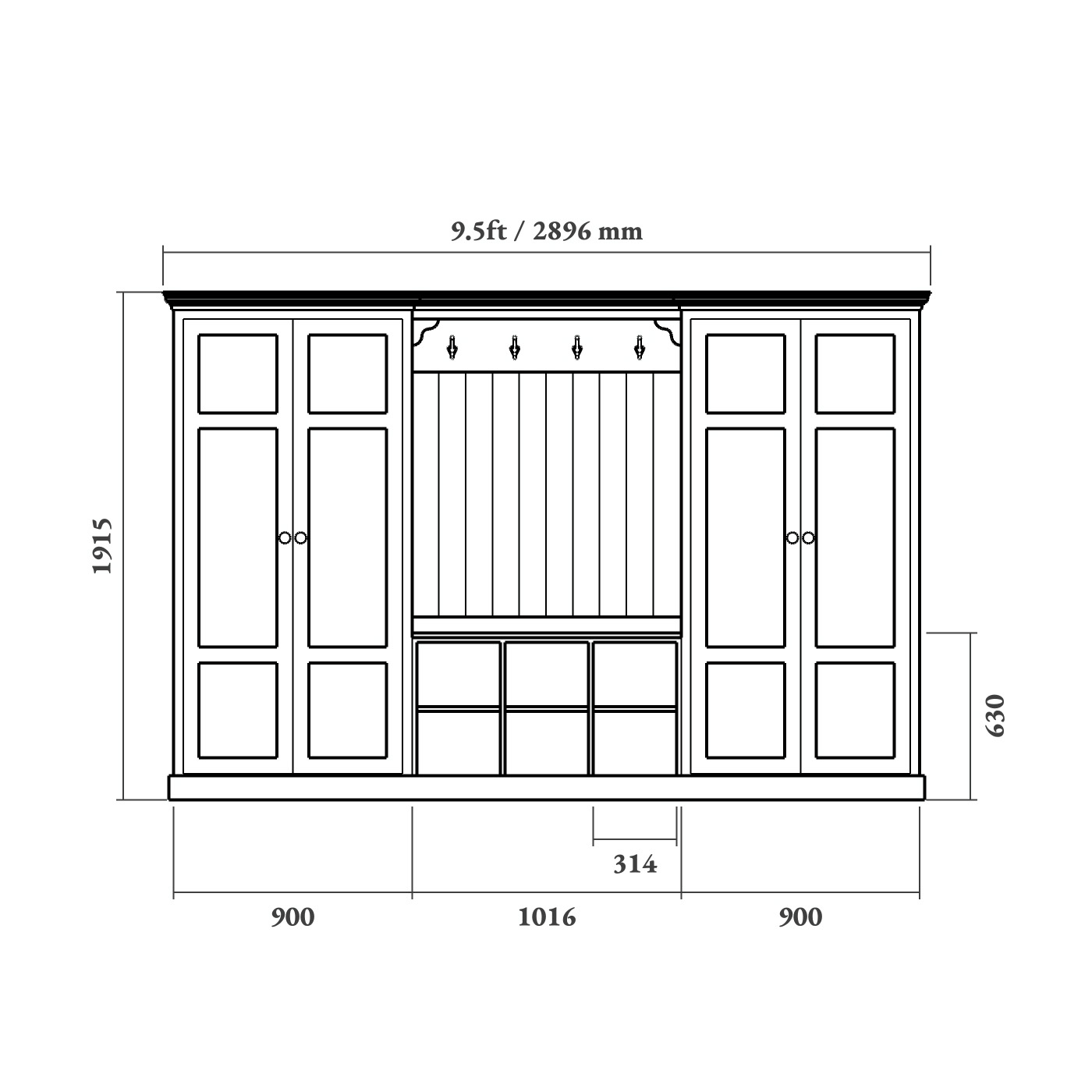 Boot Room Storage Bench with Cupboards - Double - Image 7