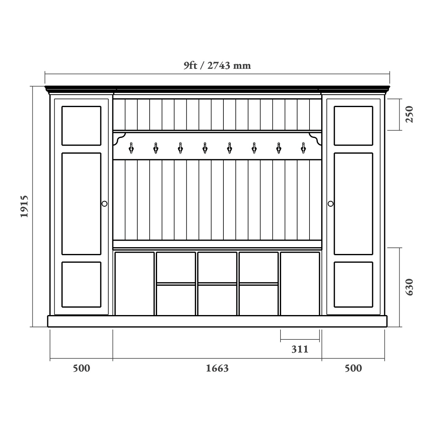 Boot Room Storage Bench with Cupboards - Single - Image 7