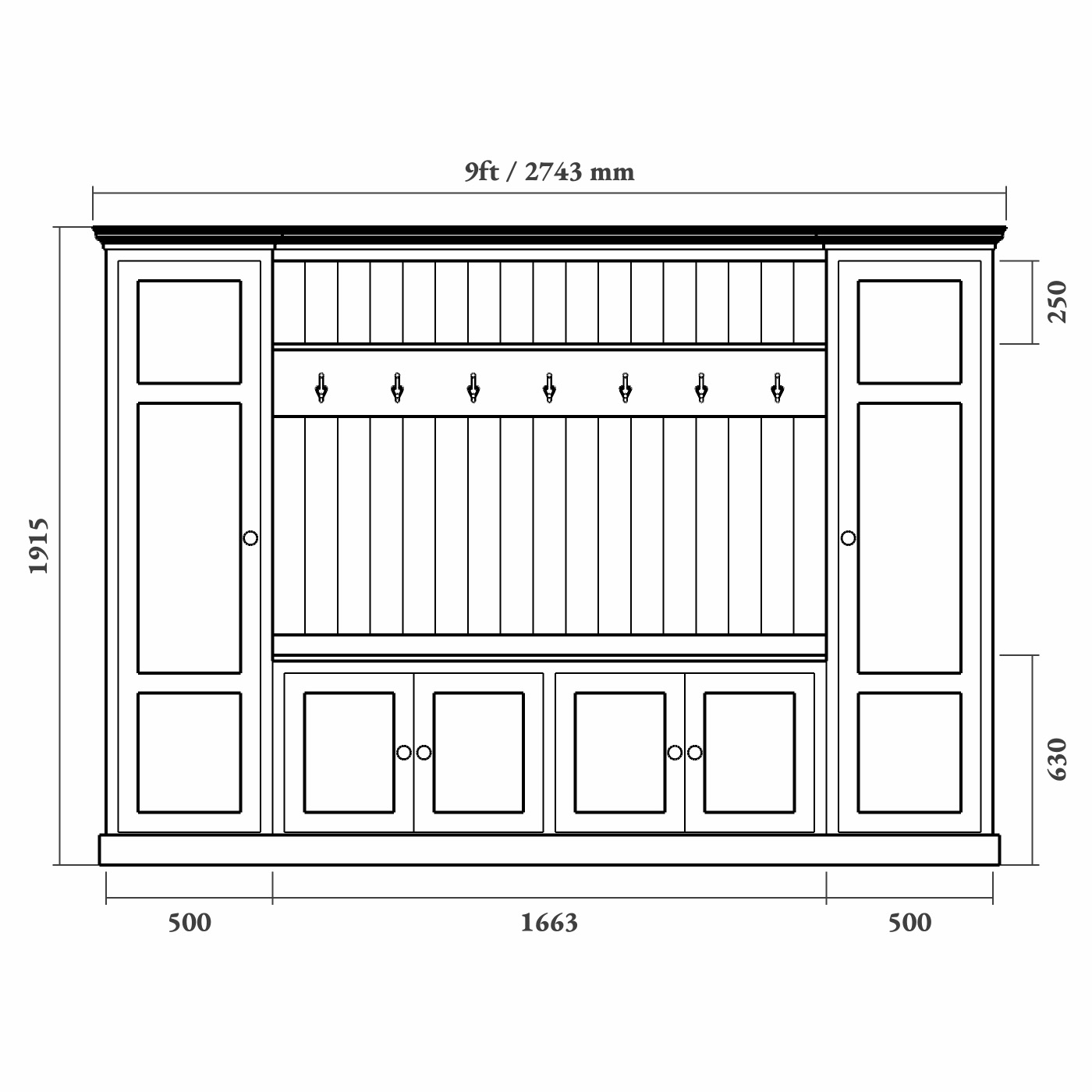 Large Country Boot Room Bench Willis & Stone Willis & Stone