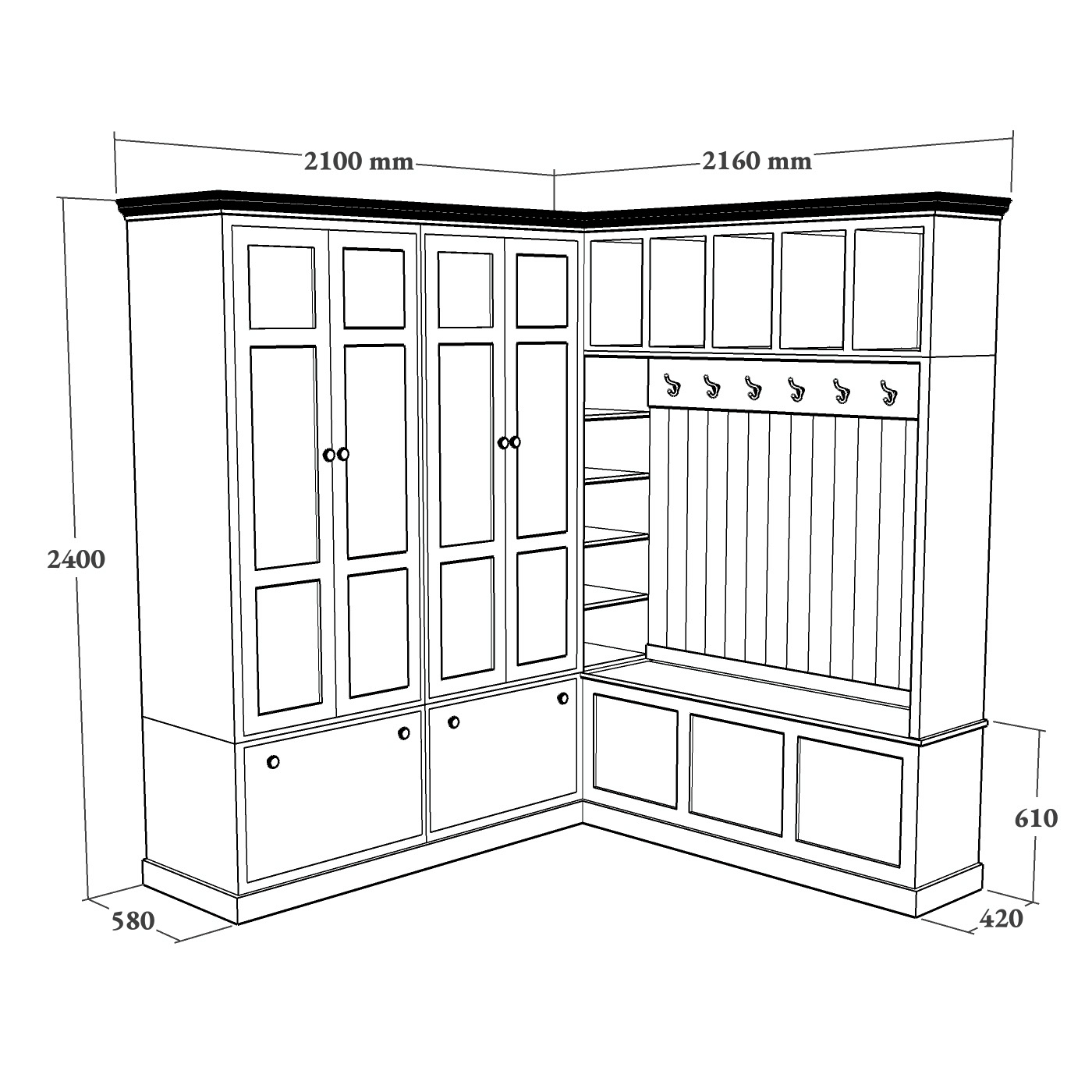 Classic Corner Boot Room Bench Willis & Stone Willis & Stone