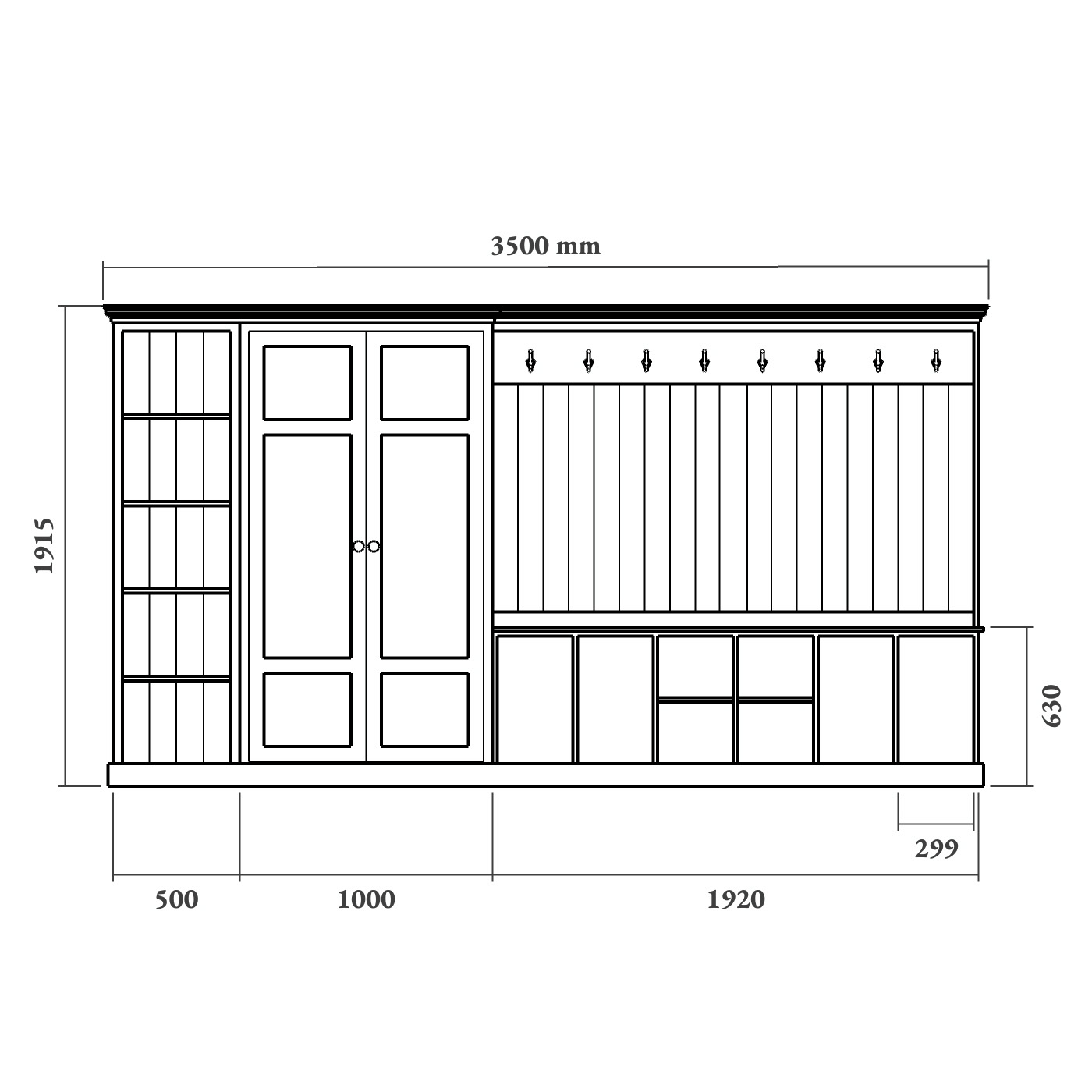 XL Shelved Boot Room Bench Combination Willis & Stone Willis & Stone