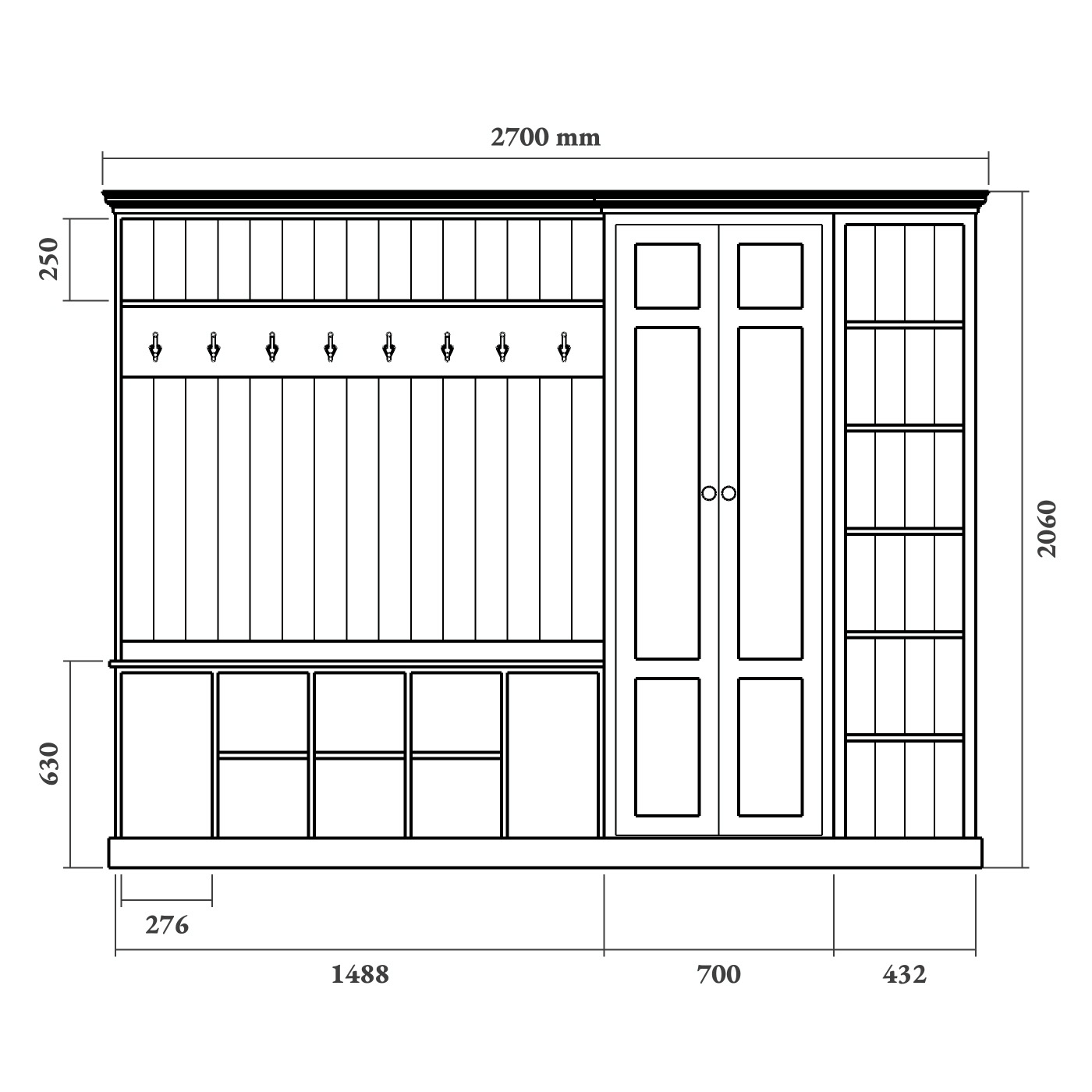 Shelved Boot Room Bench Combination Willis & Stone Willis & Stone